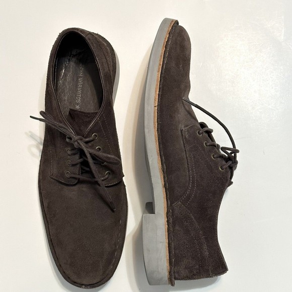 John Varvatos Shoes Mens Size 8 M Sid Eva Brown Suede Derby Comfort Commuter - Picture 1 of 14